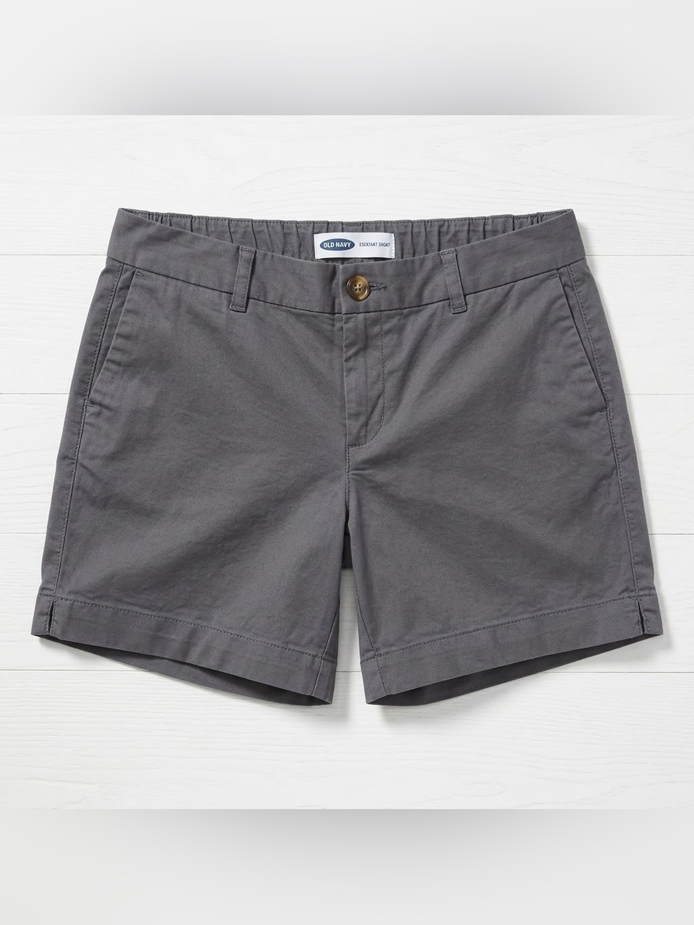 Old Navy Everyday Chino Shorts Dark Gray Flat Front Stretch Cotton Sz 10 Casual